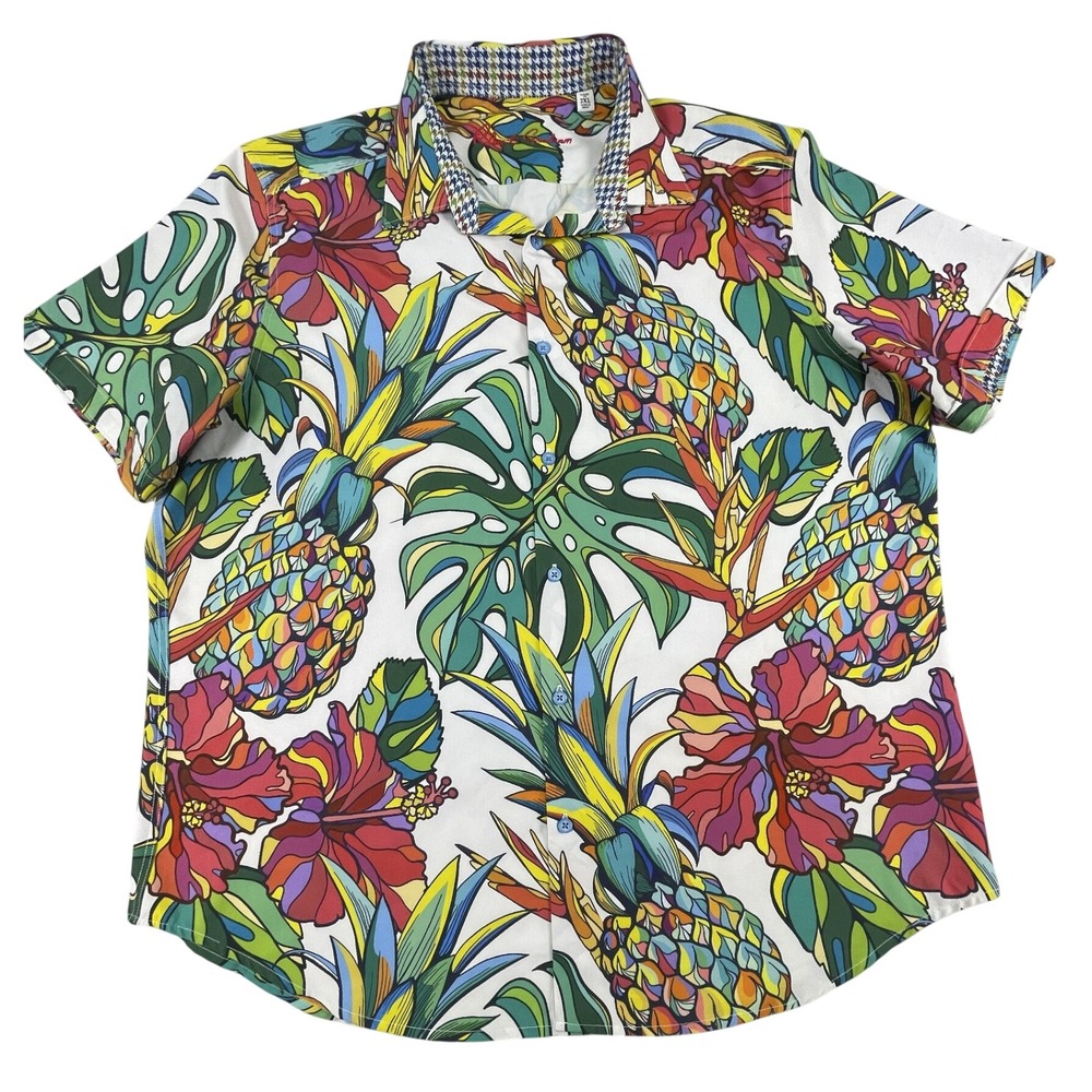 Robert Graham Multicolor Tropical Pineapple Print Short Sleeve Button-Down Shirt